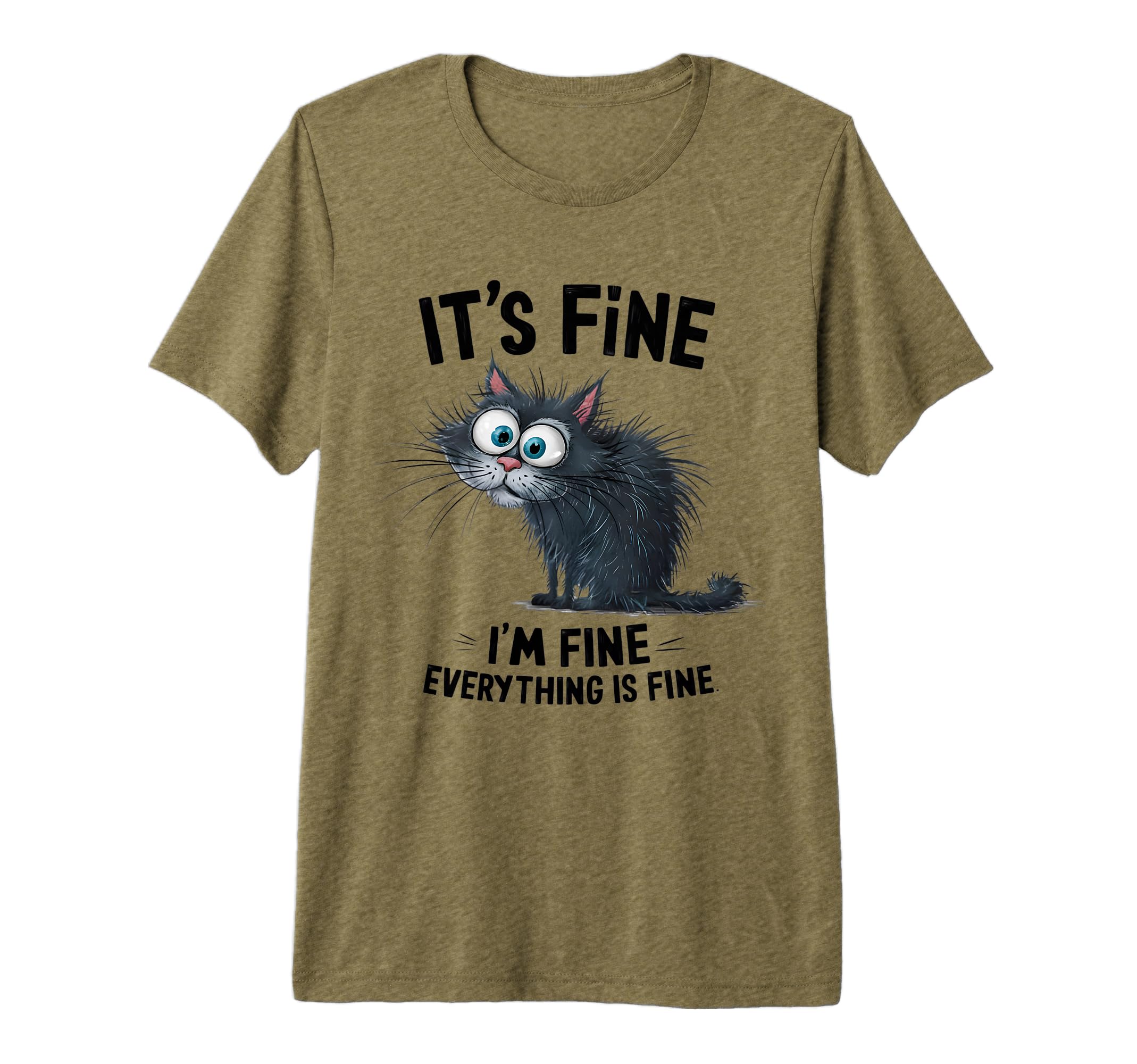 Funny Overstimulated Cat Im Fine T-Shirt - Aesthetic Graphic for Adults - T-Shirt, Sweatshirt, Hoodie