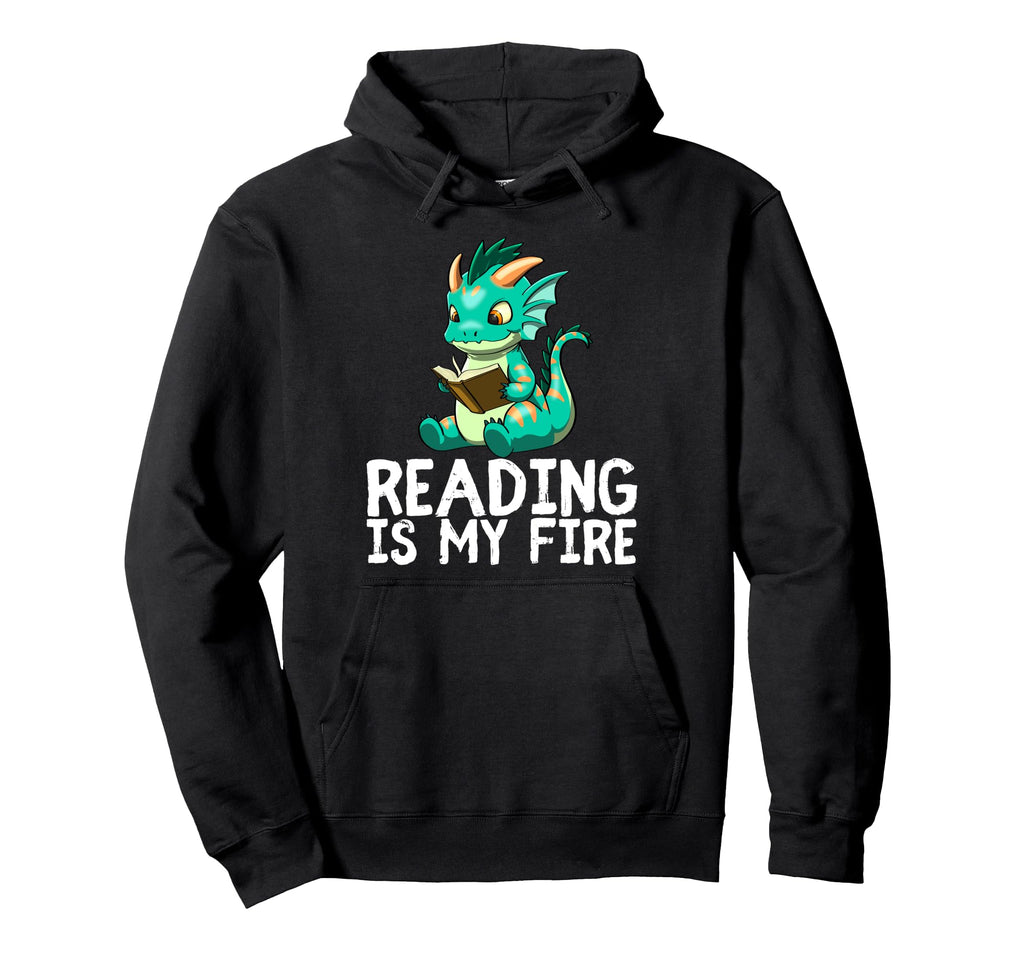 Dragon Reading Book Worm Nerd School Read Hoodie - Novelty Apparel Unisex - T-Shirt, Sweatshirt, Hoodie