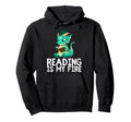 Dragon Reading Book Worm Nerd School Read Hoodie - Novelty Apparel Unisex - T-Shirt, Sweatshirt, Hoodie
