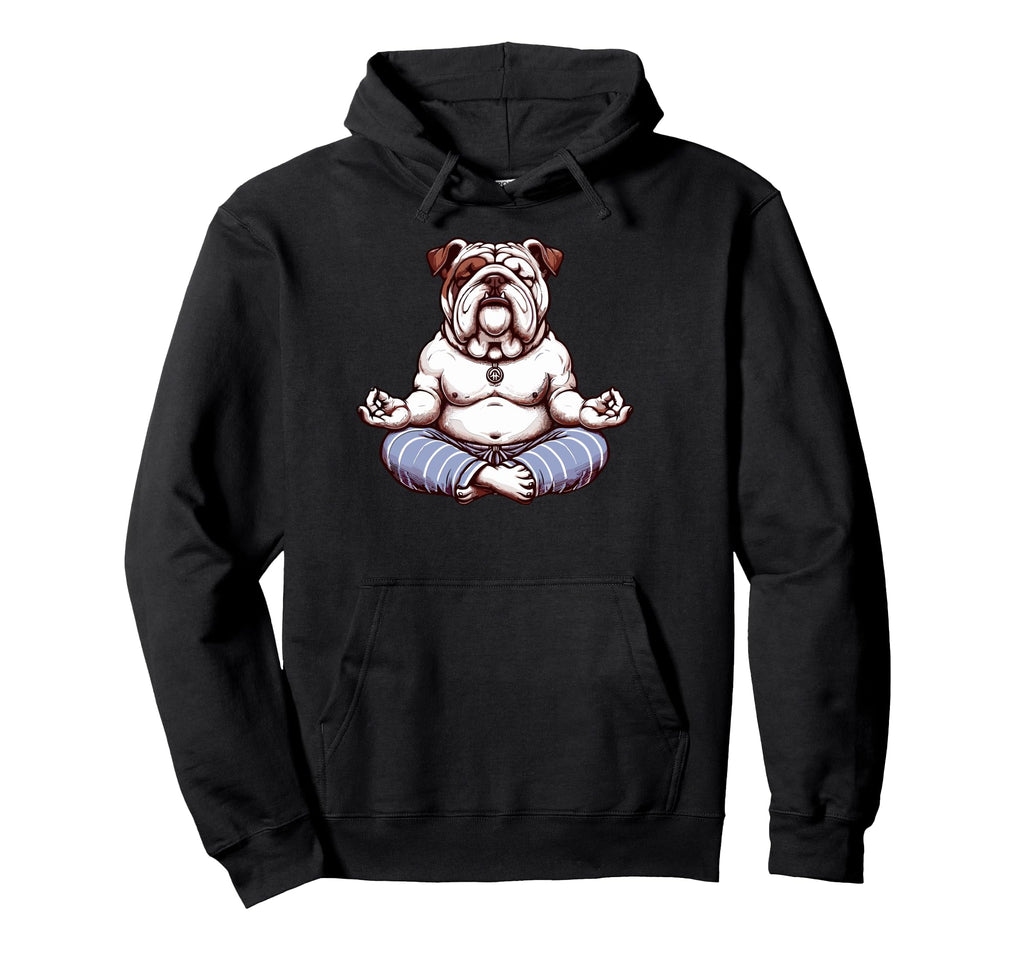 Meditation Bulldog Yoga Pose Relaxing Animal Hoodie - Unique Graphic Unisex - T-Shirt, Sweatshirt, Hoodie
