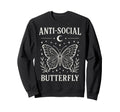 Anti Social Butterfly White Line Art Sweatshirt - Fun Novelty Design Unisex - T-Shirt, Sweatshirt, Hoodie