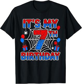 Its My 7th Birthday Boy 7 Year Old Spider Web Birthday Party T-Shirt Unisex T-shirt, Sweatshirt, Hoodie, Long Sleeve Tee - T-Shirt, Sweatshirt, Hoodie