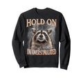Hold Im Overstimulated Raccoon Sweatshirt - Casual Everyday Wear Men Women - T-Shirt, Sweatshirt, Hoodie