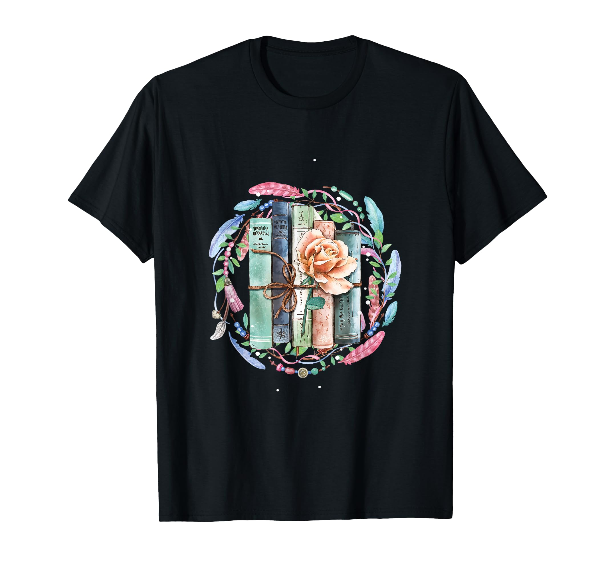 Books Flowers Literature Library T-Shirt - Custom Art Print for Adults - T-Shirt, Sweatshirt, Hoodie