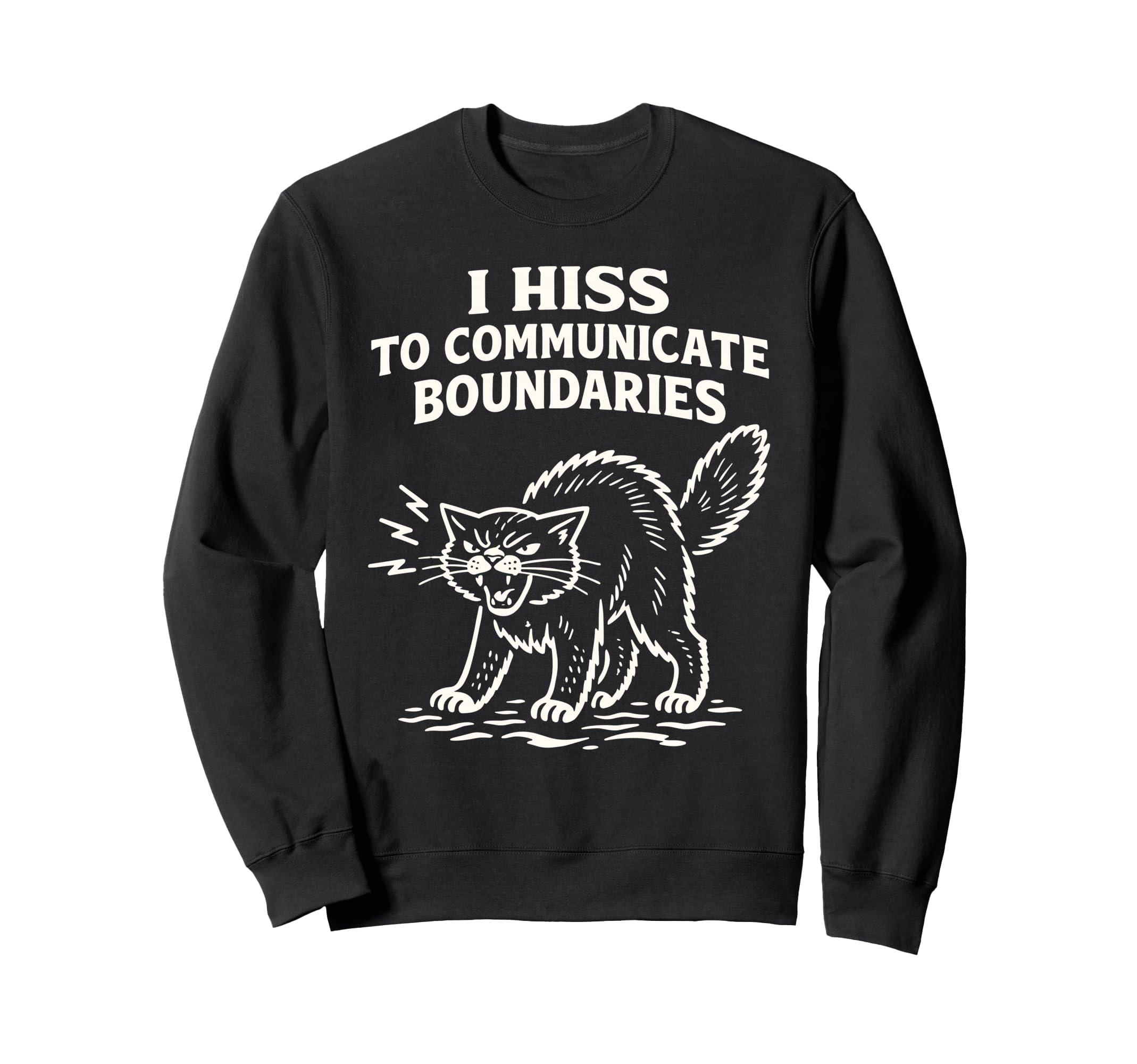 I Hiss To Communicate Boundaries Cat Sweatshirt - Graphic Print for Adults - T-Shirt, Sweatshirt, Hoodie