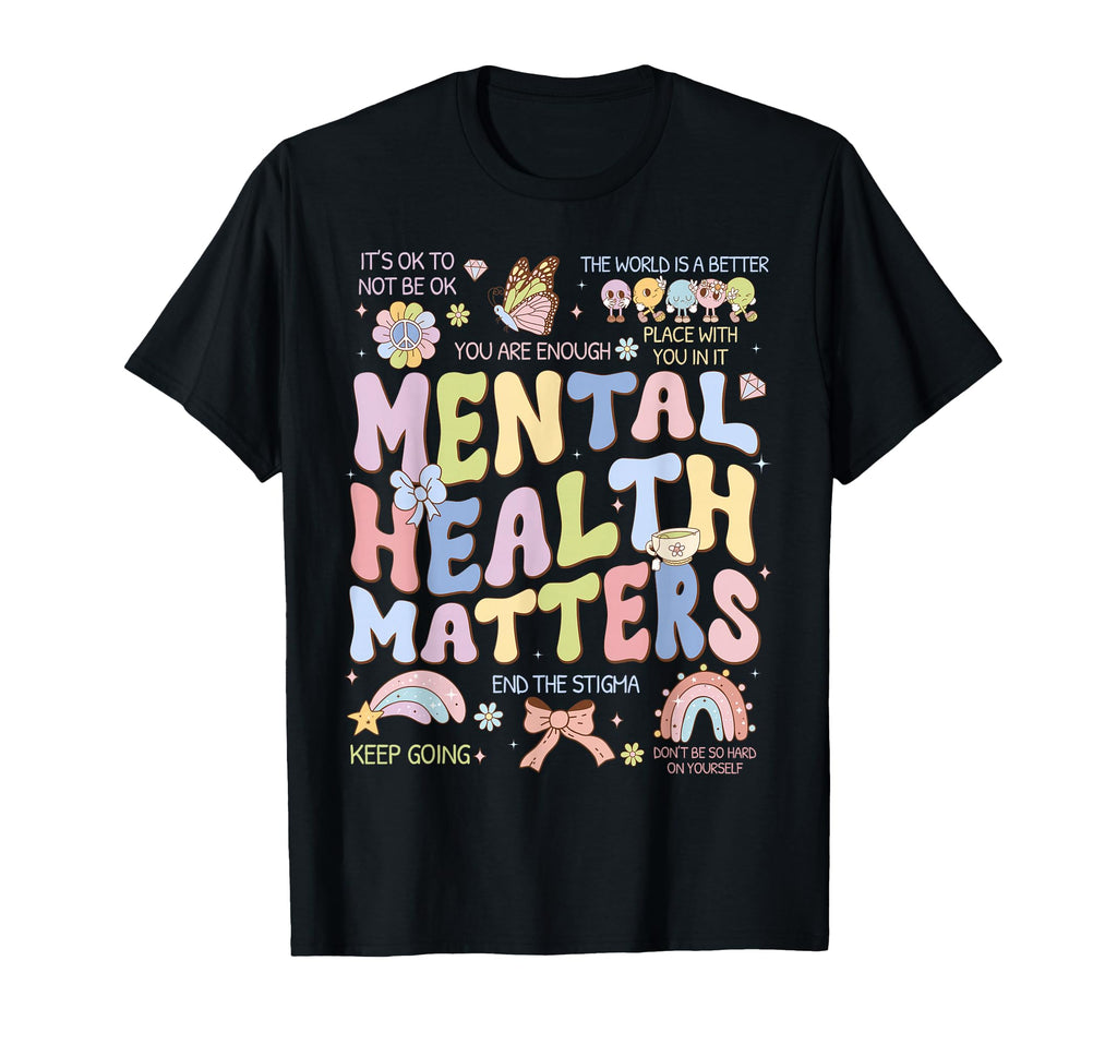 Groovy Mental Health Matters Its Okay To T-Shirt - Minimalist Print Unisex - T-Shirt, Sweatshirt, Hoodie