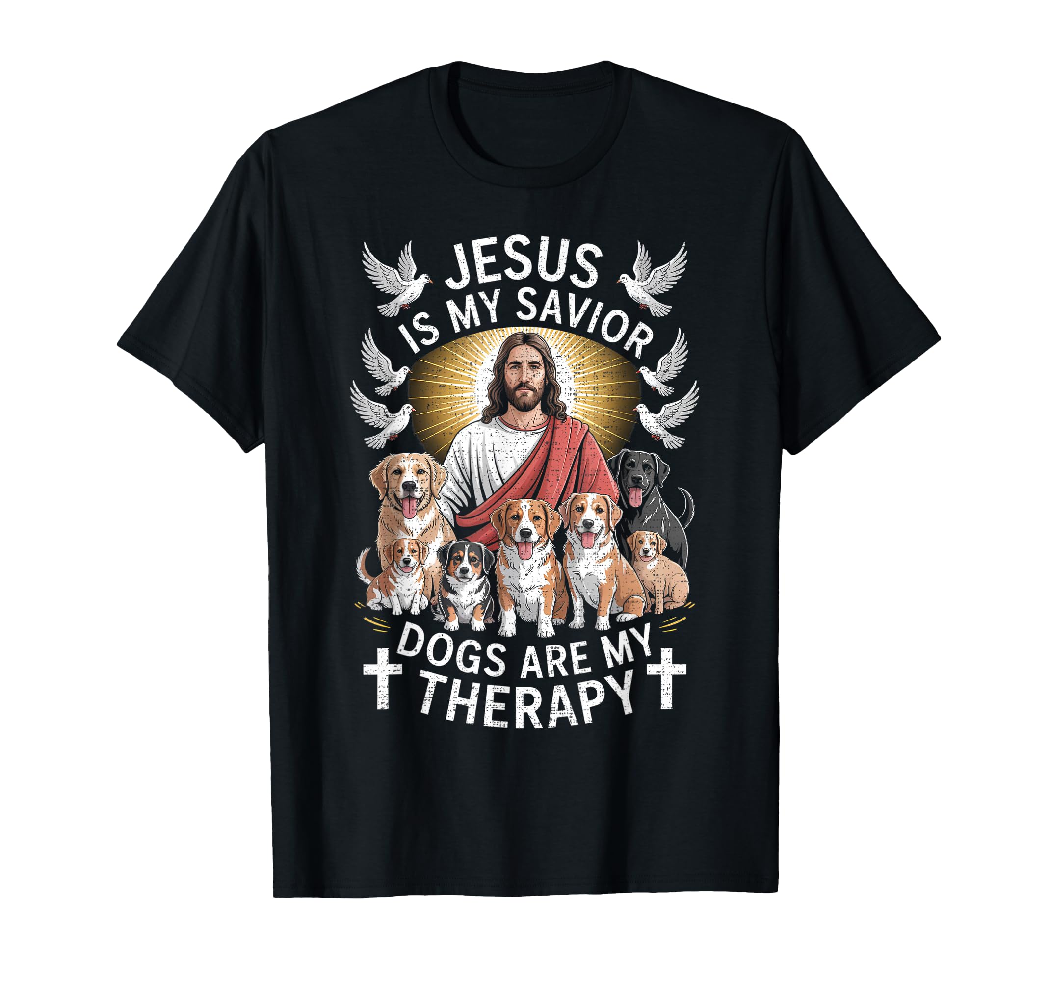 Jesus Is My Savior Dogs Are My T-Shirt - Minimalist Print Men Women - T-Shirt, Sweatshirt, Hoodie
