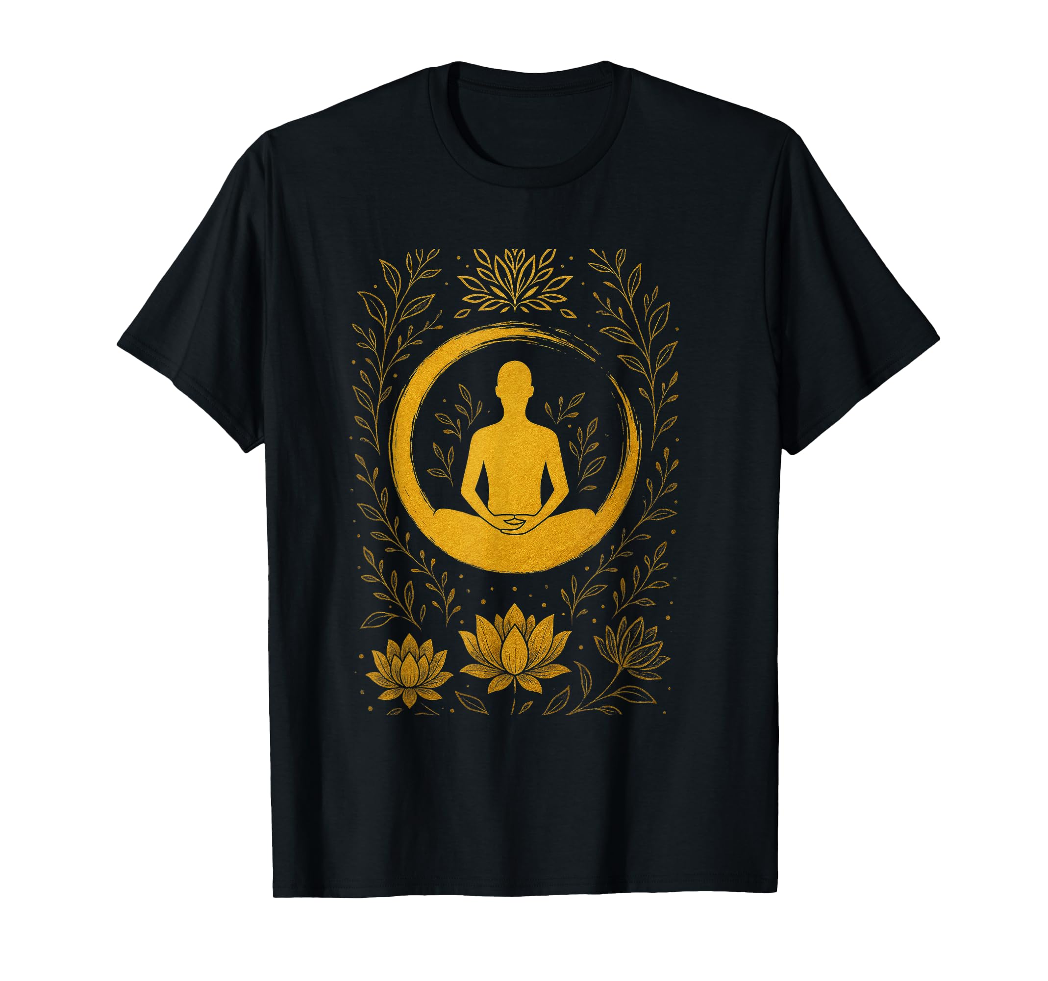 Golden Meditation Lotus Zen Yoga T-Shirt - Fun Novelty Design Men Women - T-Shirt, Sweatshirt, Hoodie