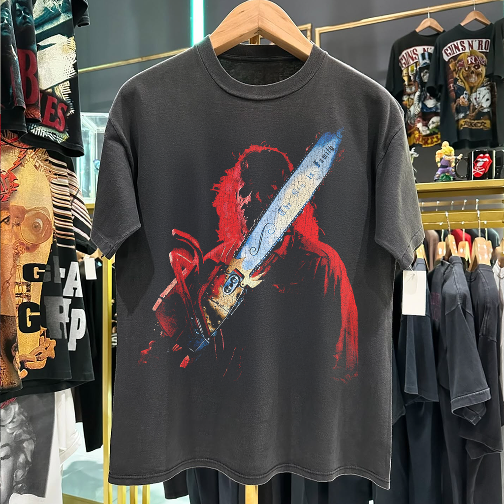 90s LEATHERFACE ' SAW IS FAMILY' TCSM RARE WASHED BLACK T-Shirts, Hoodie, Sweatshirt - T-Shirt, Sweatshirt, Hoodie