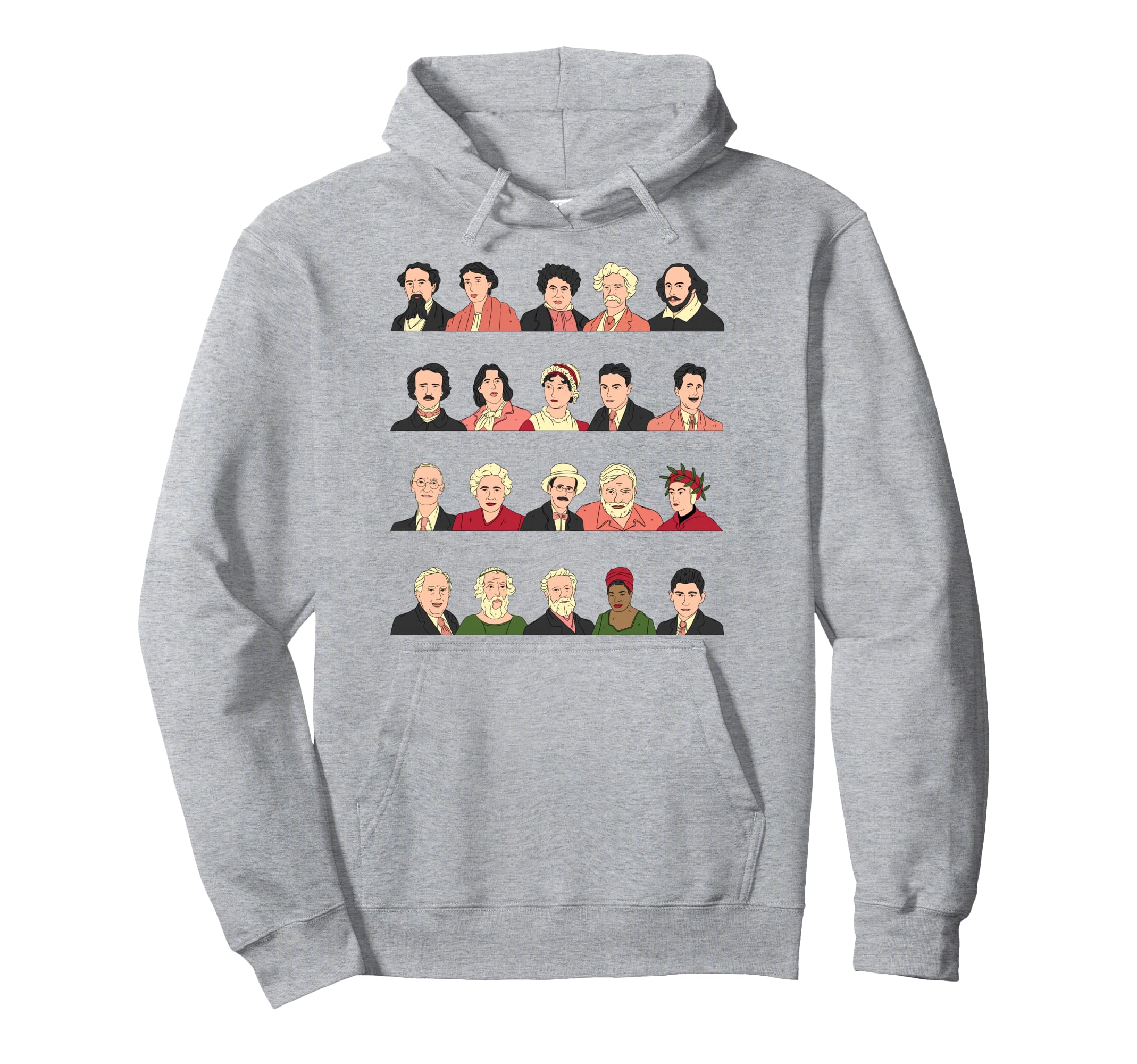 Famous Writers All Time Illustration Hoodie - Trendy Graphic for Adults - T-Shirt, Sweatshirt, Hoodie