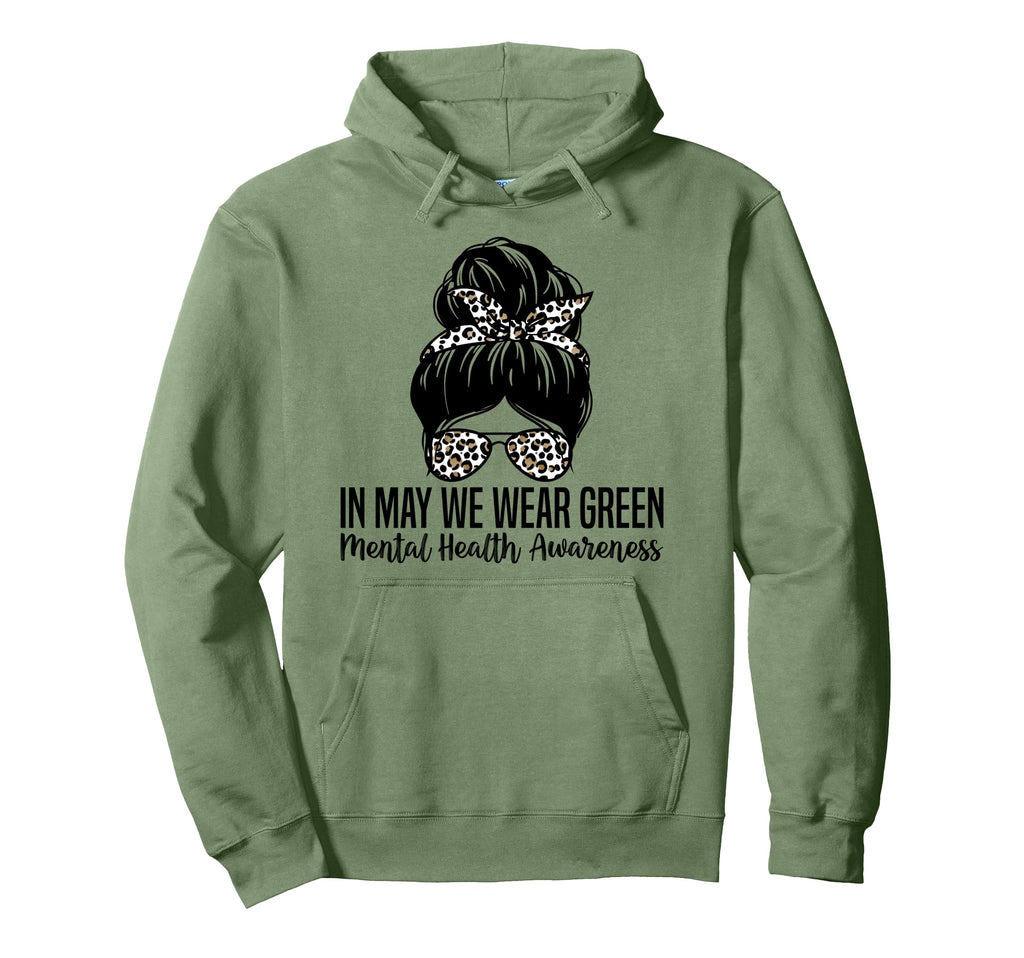 May We Wear Green Mental Health Hoodie - Minimalist Print Men Women - T-Shirt, Sweatshirt, Hoodie