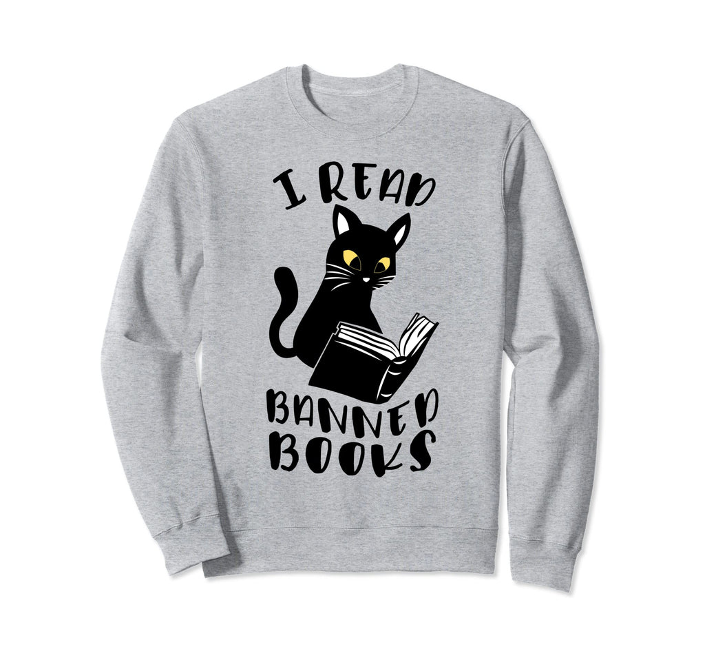 I Read Banned Books Black Cat Reader Sweatshirt - Trendy Graphic Men Women - T-Shirt, Sweatshirt, Hoodie