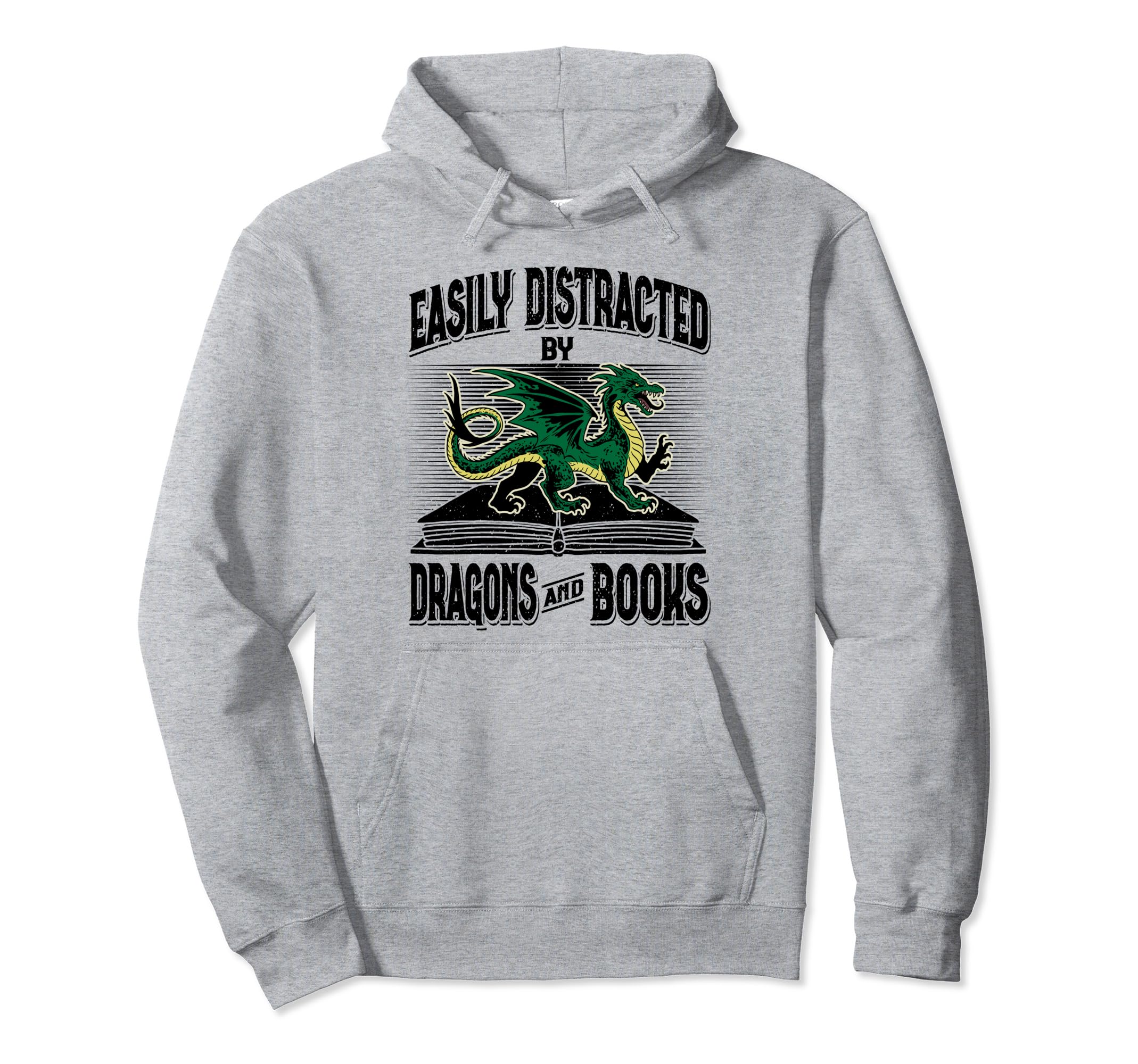 Easily Distracted Dragons And Books Hoodie - Novelty Apparel Unisex - T-Shirt, Sweatshirt, Hoodie