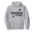 Depression Is Real Depression Mental Hoodie - Aesthetic Graphic for Adults - T-Shirt, Sweatshirt, Hoodie