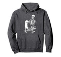 Skeleton Holding Cat Lazy Halloween Hoodie - Custom Art Print Unisex - T-Shirt, Sweatshirt, Hoodie
