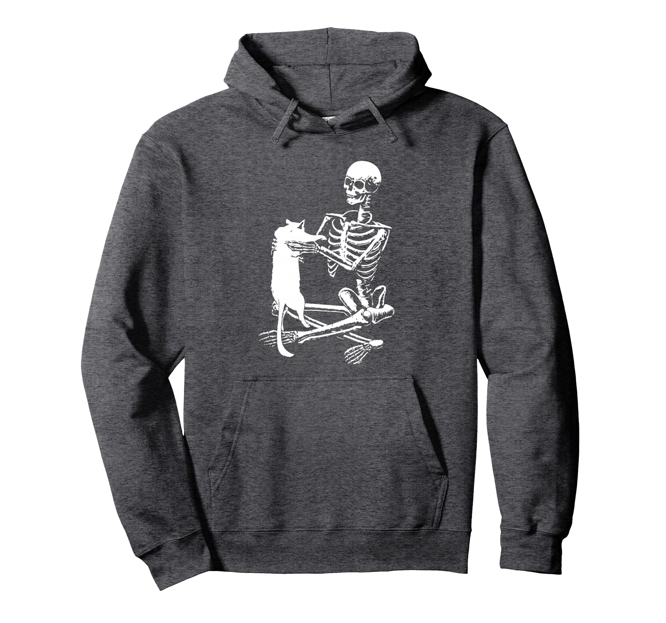 Skeleton Holding Cat Lazy Halloween Hoodie - Custom Art Print Unisex - T-Shirt, Sweatshirt, Hoodie