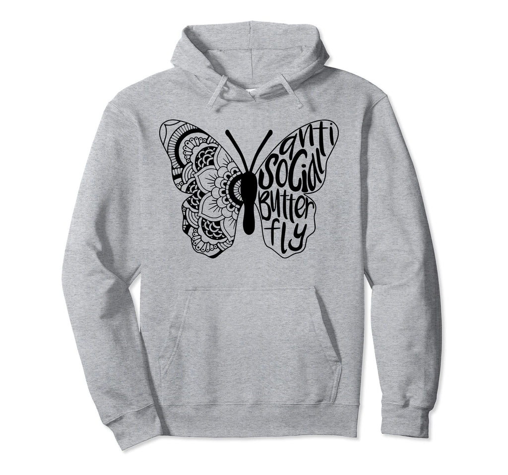 Anti Social Butterfly Introvert Funny Hoodie - Aesthetic Graphic Unisex - T-Shirt, Sweatshirt, Hoodie