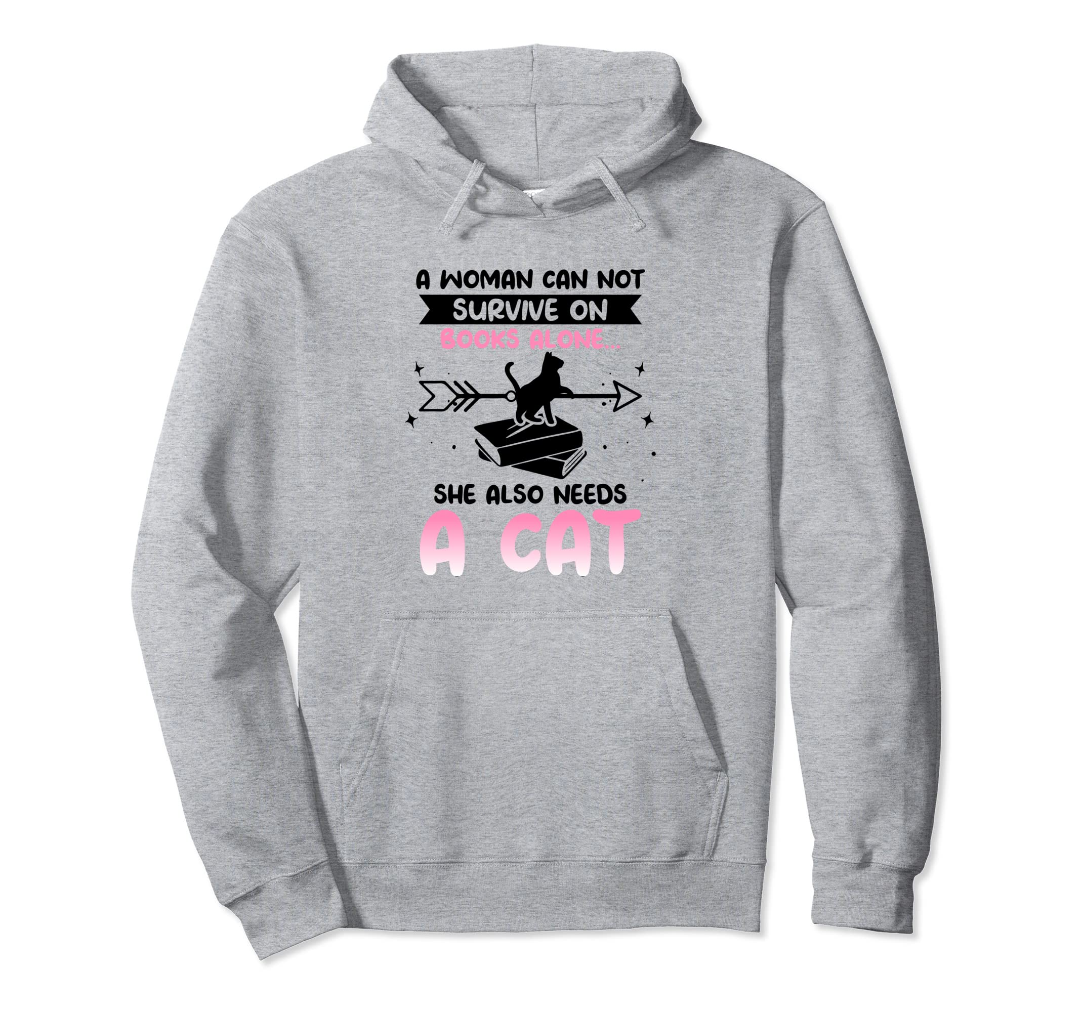 Cats And Books Can Not Survive Books Hoodie - Trendy Graphic for Adults - T-Shirt, Sweatshirt, Hoodie