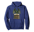 Green Celtic Dragon Perched Books Hoodie - Unique Graphic Men Women - T-Shirt, Sweatshirt, Hoodie