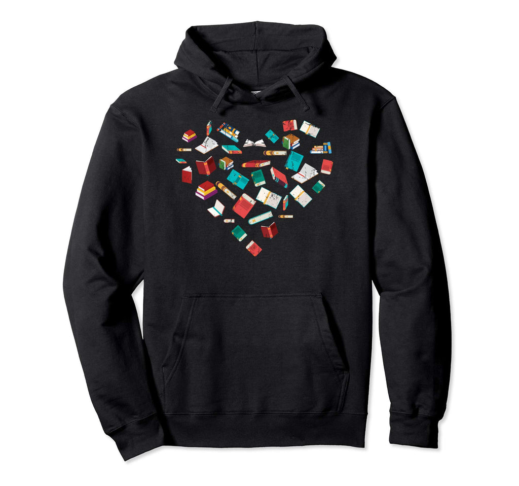 Book Heart Bookworm Librarian Book Hoodie - Novelty Apparel for Adults - T-Shirt, Sweatshirt, Hoodie