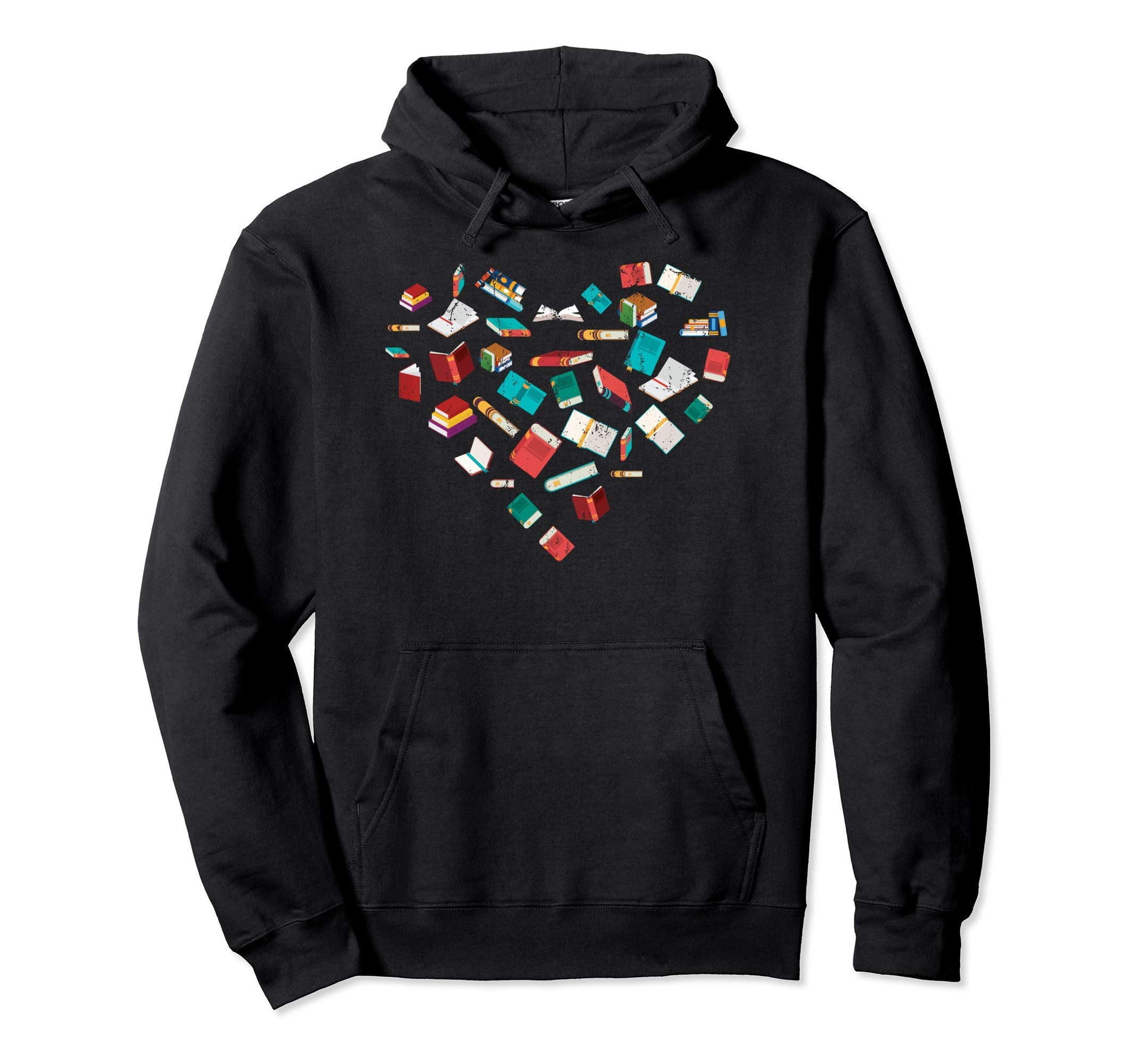 Book Heart Bookworm Librarian Book Hoodie - Novelty Apparel for Adults - T-Shirt, Sweatshirt, Hoodie