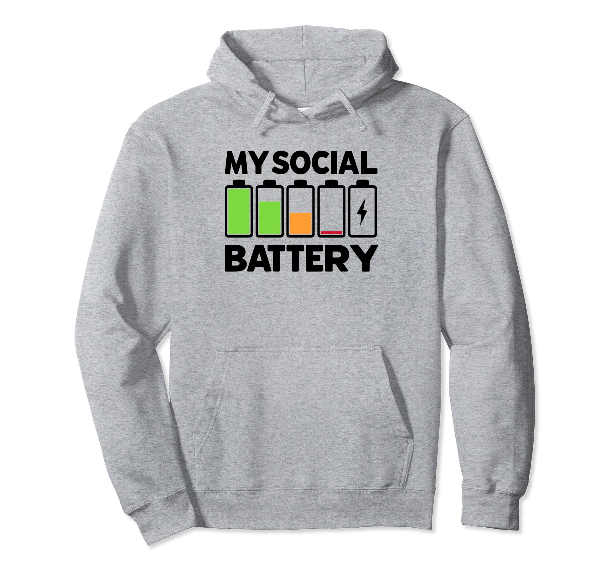 Battery Low Energy Anti Social Hoodie - Casual Everyday Wear for Adults - T-Shirt, Sweatshirt, Hoodie