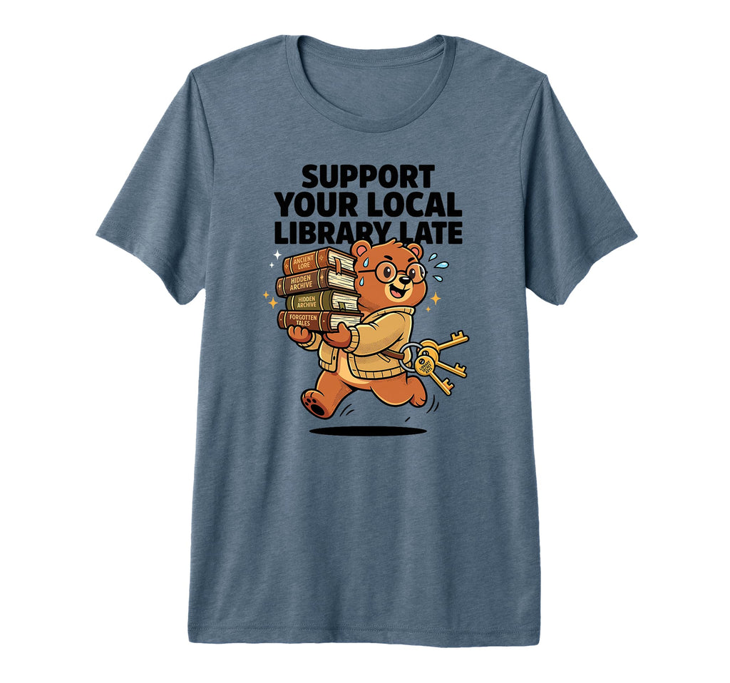 Support Your Local Library Late Bear T-Shirt - Novelty Apparel Unisex - T-Shirt, Sweatshirt, Hoodie