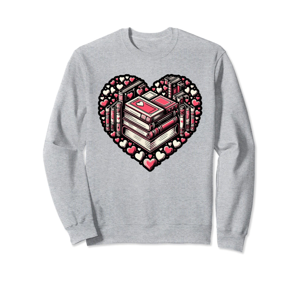 Heart Book Reading Books Bookworm Sweatshirt - Minimalist Print for Adults - T-Shirt, Sweatshirt, Hoodie