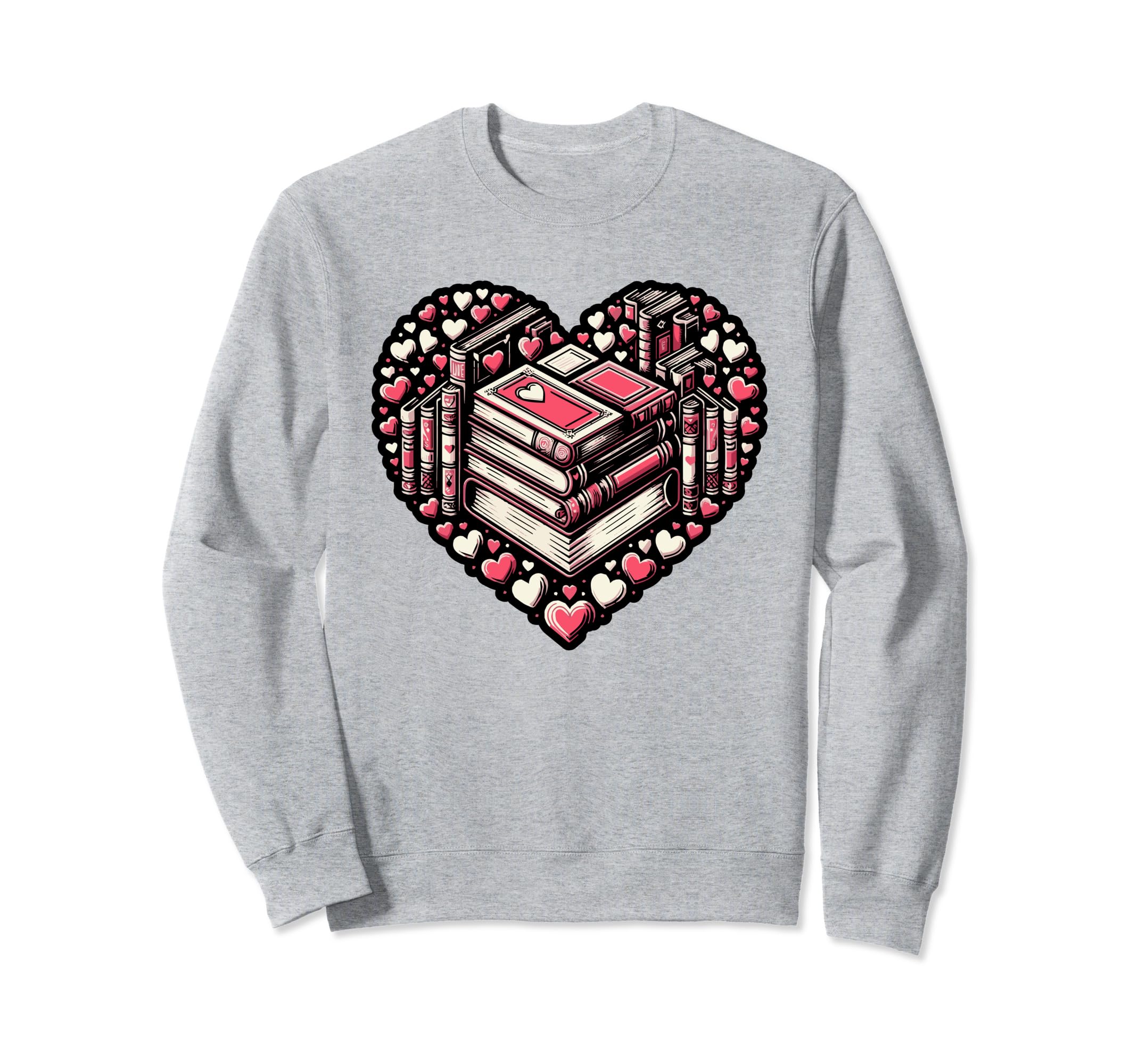 Heart Book Reading Books Bookworm Sweatshirt - Minimalist Print for Adults - T-Shirt, Sweatshirt, Hoodie