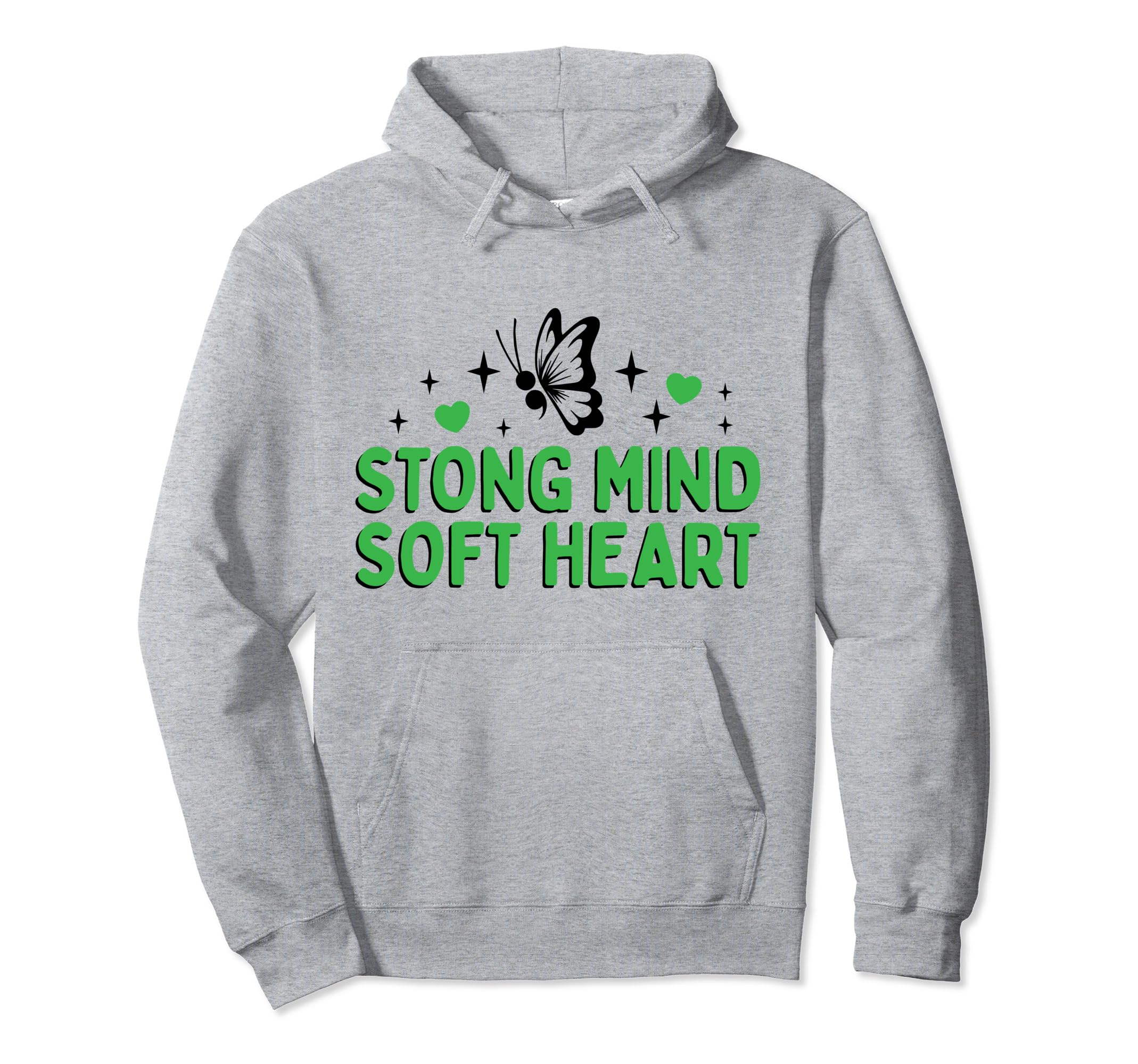 Strong Mind Soft Heart Depression Hoodie - Fun Novelty Design for Adults - T-Shirt, Sweatshirt, Hoodie
