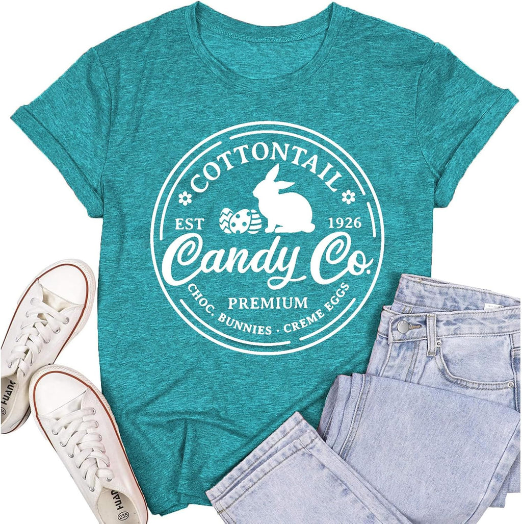 Easter Shirts for Women Spring Bunny Christian Tshirts Cottontail Candy Co. Ribbit Tee Tops - T-Shirt, Sweatshirt, Hoodie