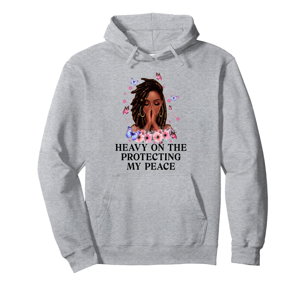 Heavy Protecting My Peace Afro Black Hoodie - Novelty Apparel for Adults - T-Shirt, Sweatshirt, Hoodie