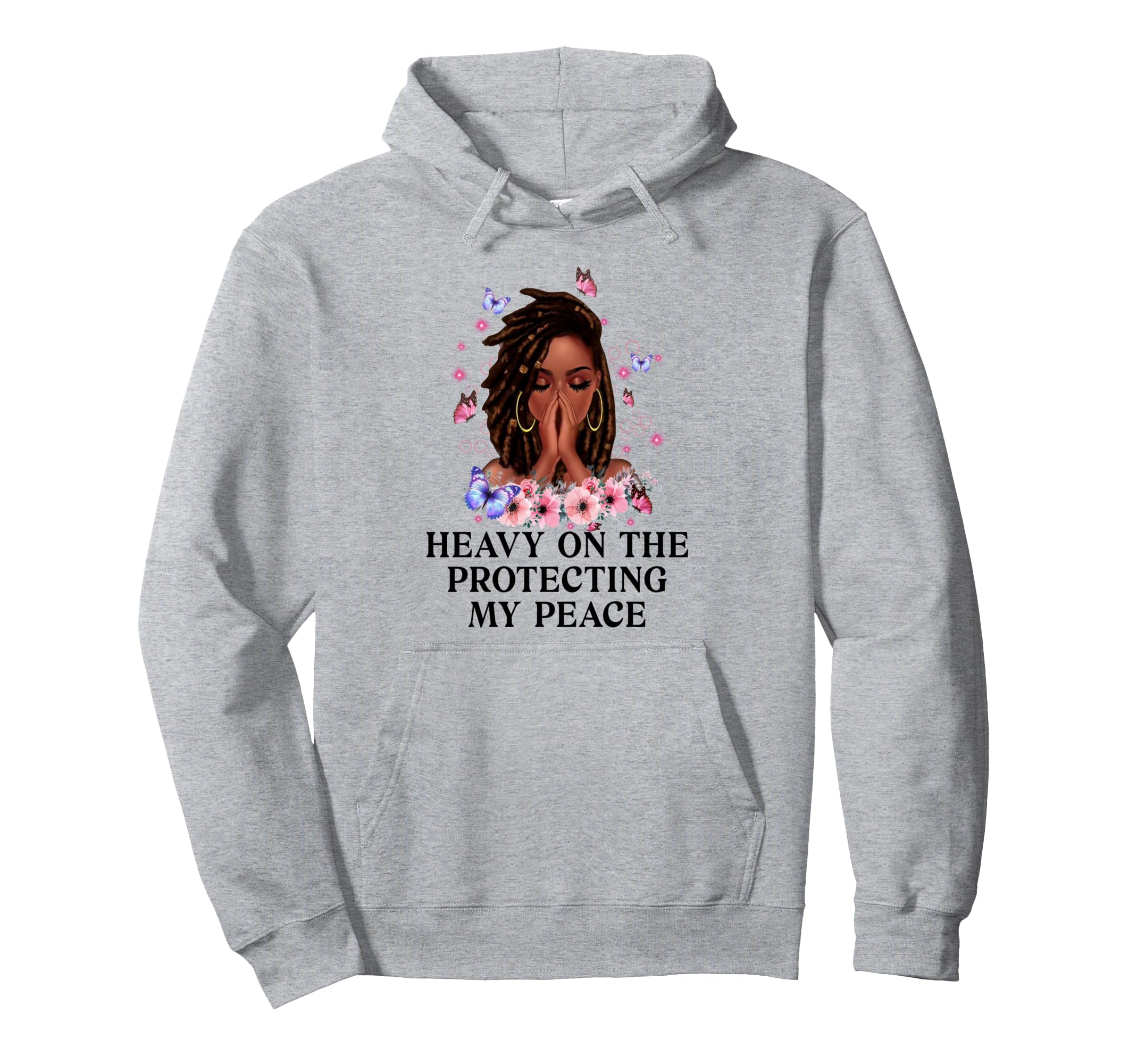Heavy Protecting My Peace Afro Black Hoodie - Novelty Apparel for Adults - T-Shirt, Sweatshirt, Hoodie