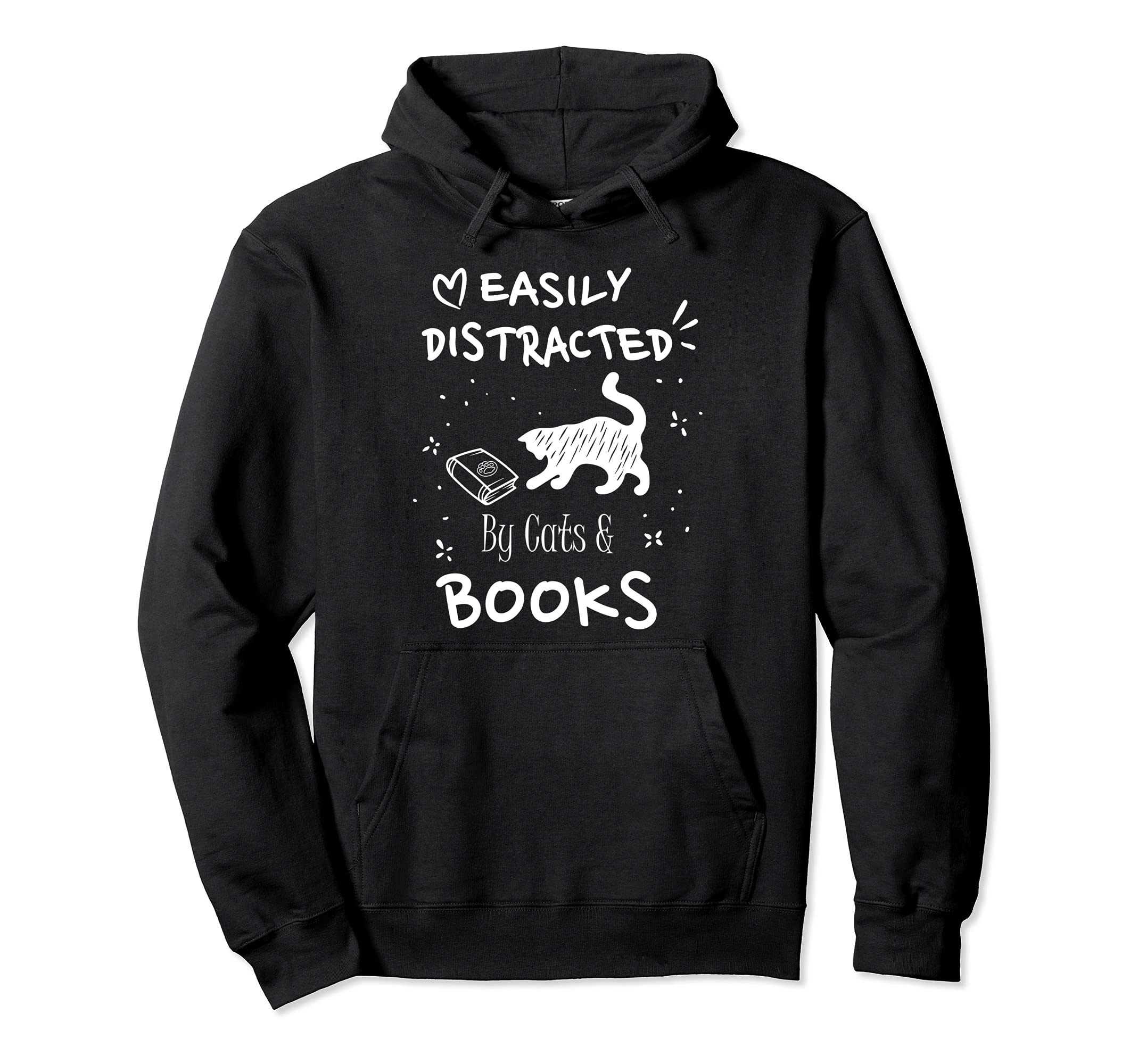 Coffee Cats And Books Ironic Kitty Hoodie - Custom Art Print Men Women - T-Shirt, Sweatshirt, Hoodie