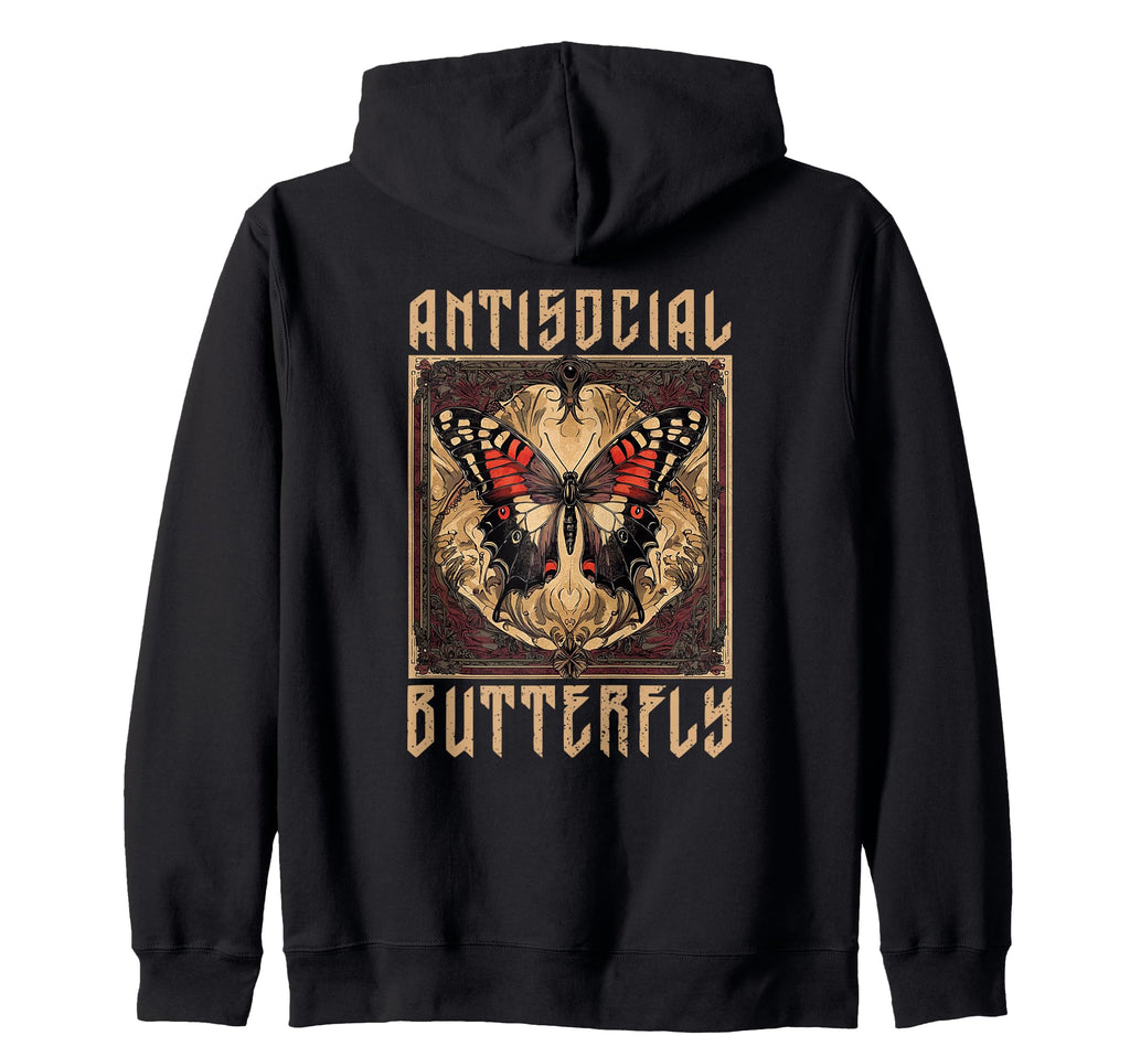 Antisocial Butterfly Gift Hoodie - Graphic Print Unisex - T-Shirt, Sweatshirt, Hoodie