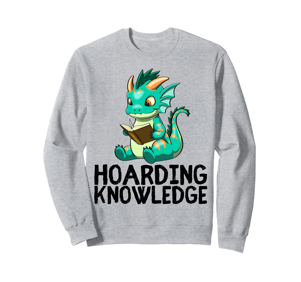 Dragon Reading Book Worm Nerd School Sweatshirt - Trendy Graphic Unisex - T-Shirt, Sweatshirt, Hoodie