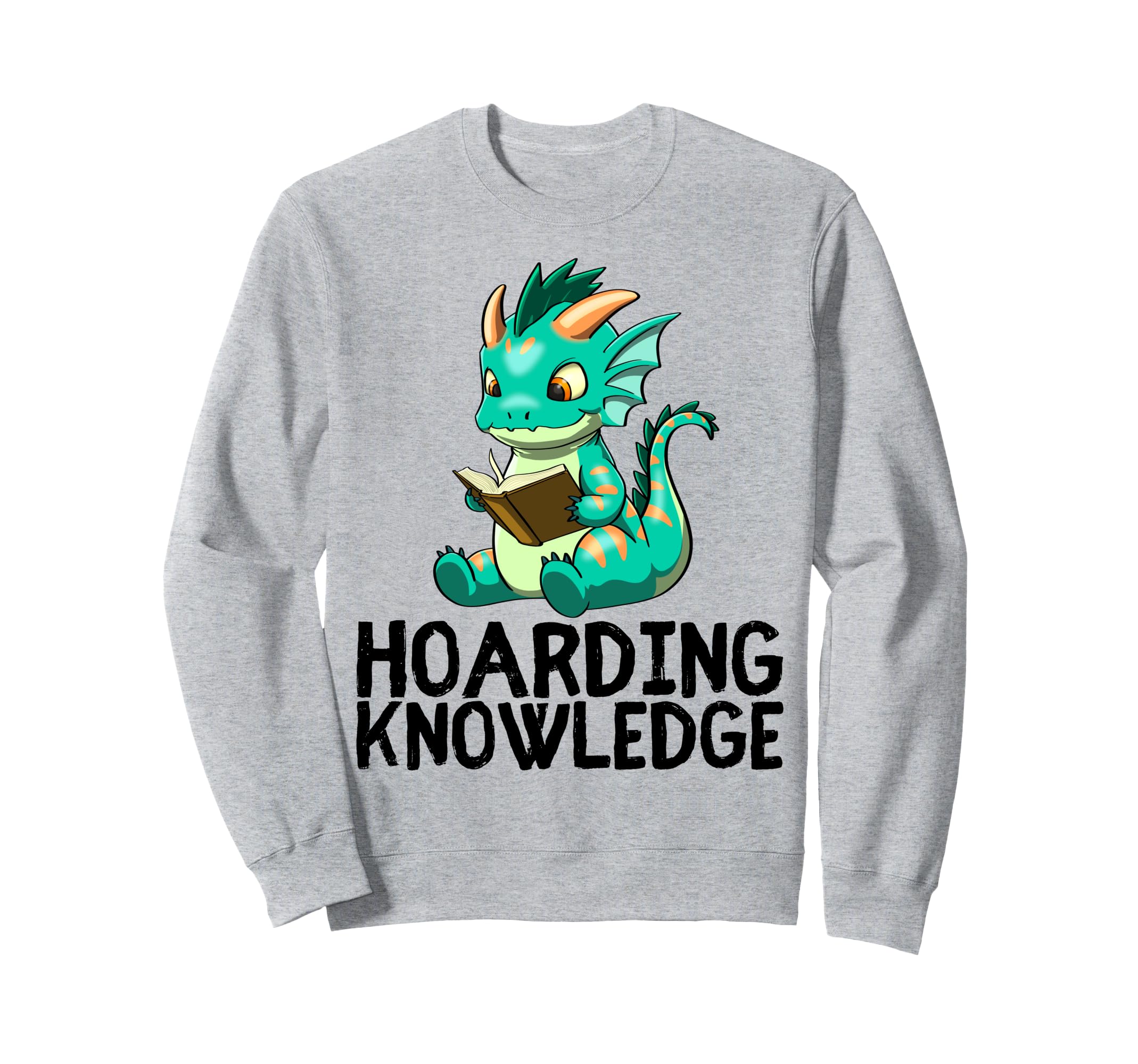Dragon Reading Book Worm Nerd School Sweatshirt - Trendy Graphic Unisex - T-Shirt, Sweatshirt, Hoodie