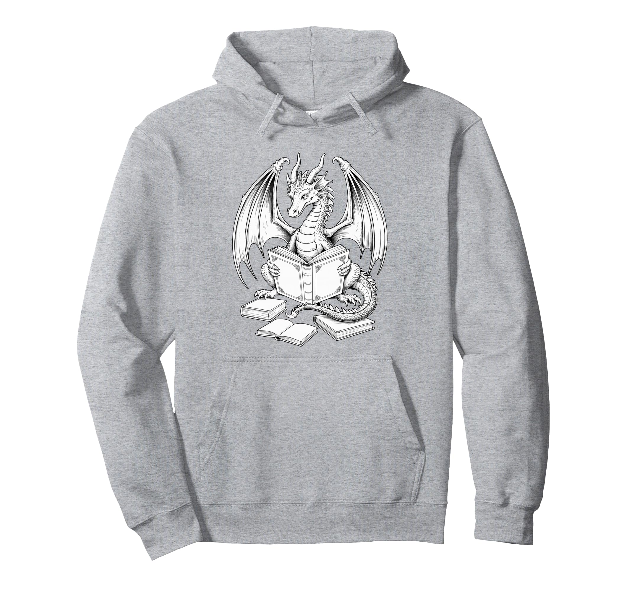 Dragon Reading Book Bookworm Books Hoodie - Fun Novelty Design Unisex - T-Shirt, Sweatshirt, Hoodie