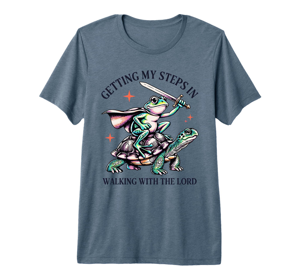 Getting My Steps Walking Lord Frog Tri T-Shirt - Novelty Apparel Unisex - T-Shirt, Sweatshirt, Hoodie