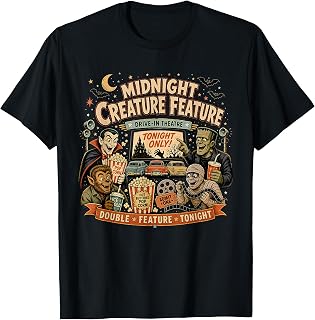 Retro 90s Vampire Frankenstein Midnight Creature Feature T-Shirt Unisex T-shirt, Sweatshirt, Hoodie, Long Sleeve Tee - T-Shirt, Sweatshirt, Hoodie