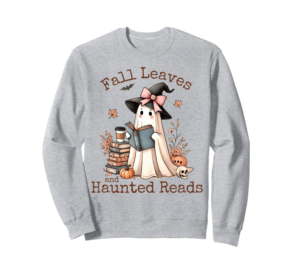 Bookish Coquette Bow Ghost Sweatshirt - Fun Novelty Design for Adults - T-Shirt, Sweatshirt, Hoodie