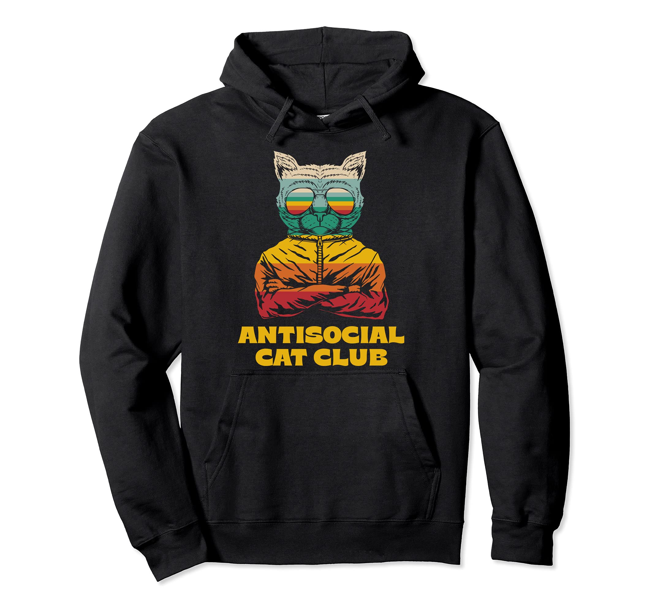 Antisocial Cat Club Introvert Cat Lover Hoodie - Novelty Apparel Men Women - T-Shirt, Sweatshirt, Hoodie