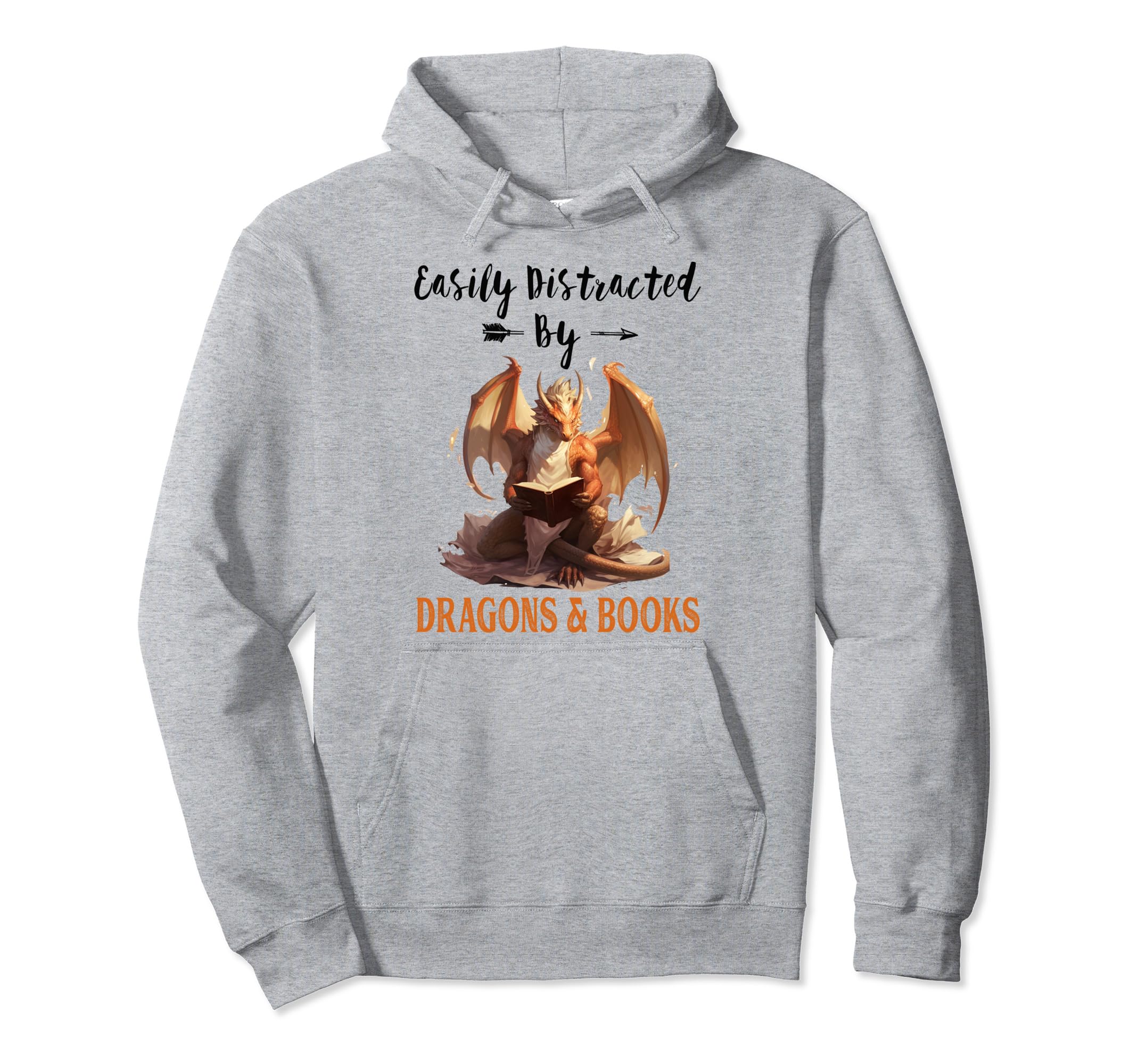 Easily Distracted Dragons And Books Hoodie - Unique Graphic for Adults - T-Shirt, Sweatshirt, Hoodie