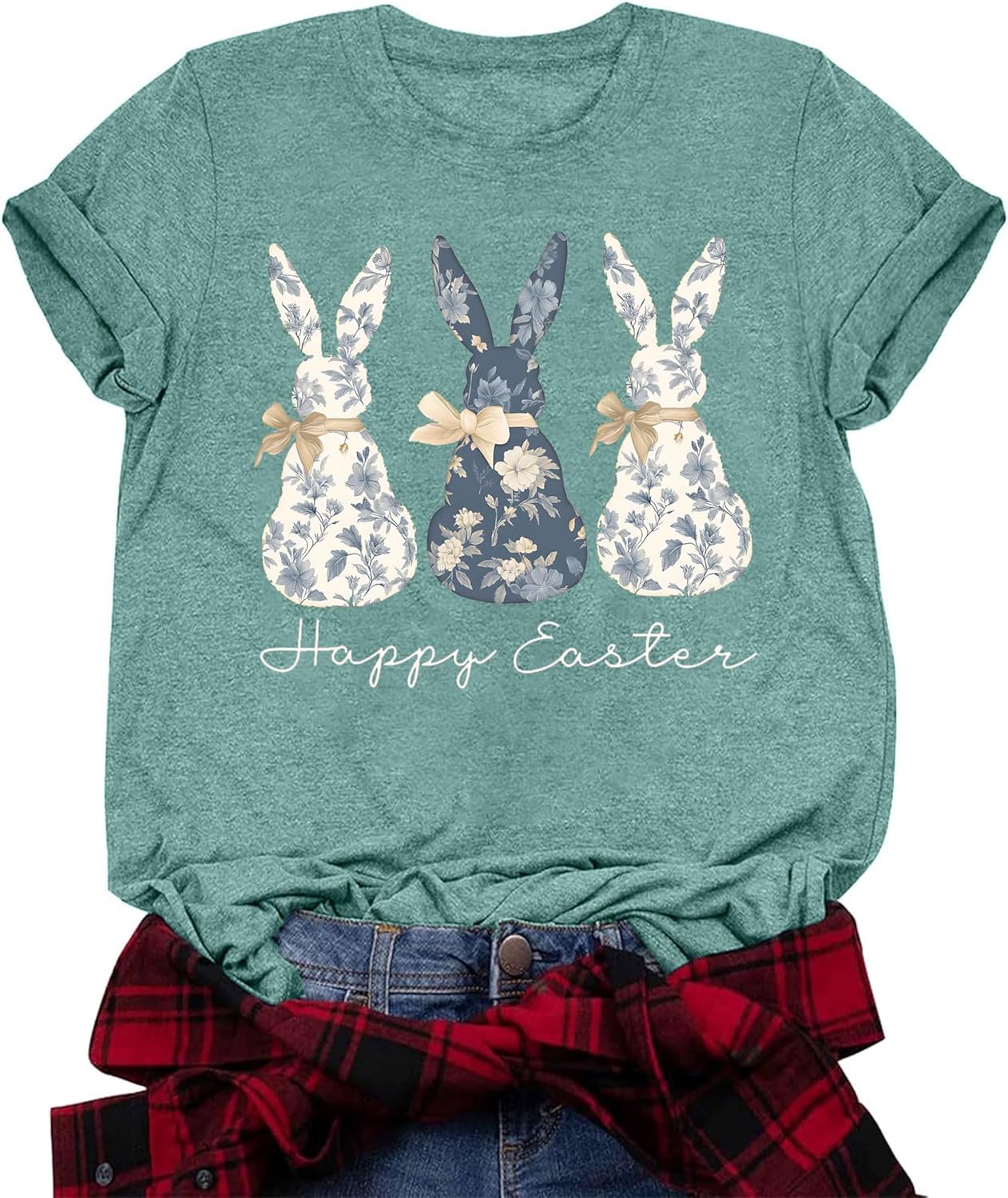 Easter Shirts for Women: Cute Bunny Shirt for Womens Funny Floral Rabbit Tshirt Easter Eggs Holiday Graphic Tee Tops - T-Shirt, Sweatshirt, Hoodie