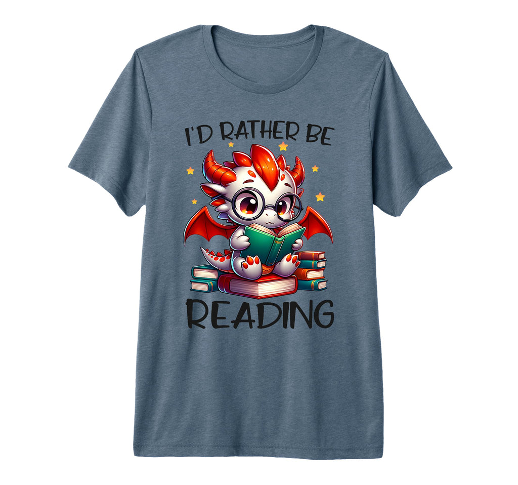 Id Rather Be Reading Book Dragon T-Shirt - Custom Art Print Men Women - T-Shirt, Sweatshirt, Hoodie