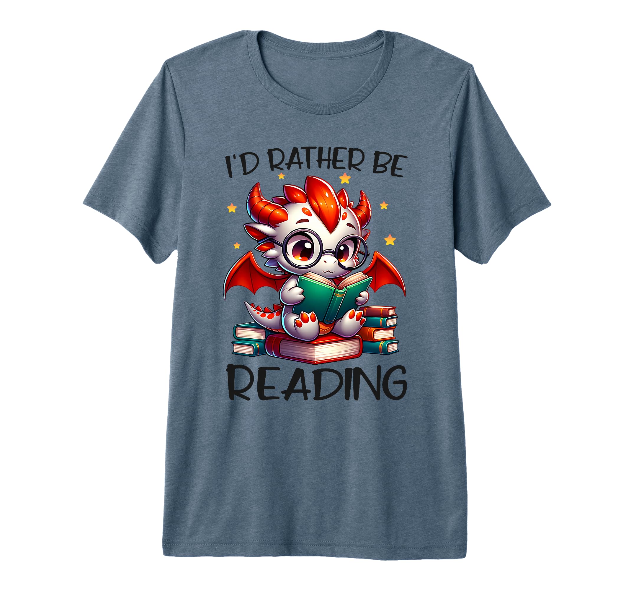 Id Rather Be Reading Book Dragon T-Shirt - Custom Art Print Men Women - T-Shirt, Sweatshirt, Hoodie