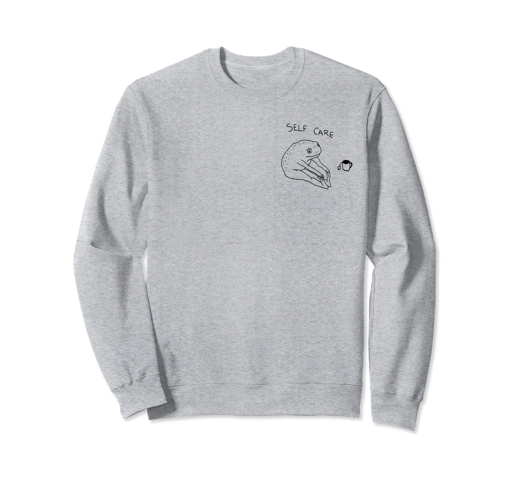 Self Care Frog Drinking Tea Sweatshirt - Unique Graphic Men Women - T-Shirt, Sweatshirt, Hoodie