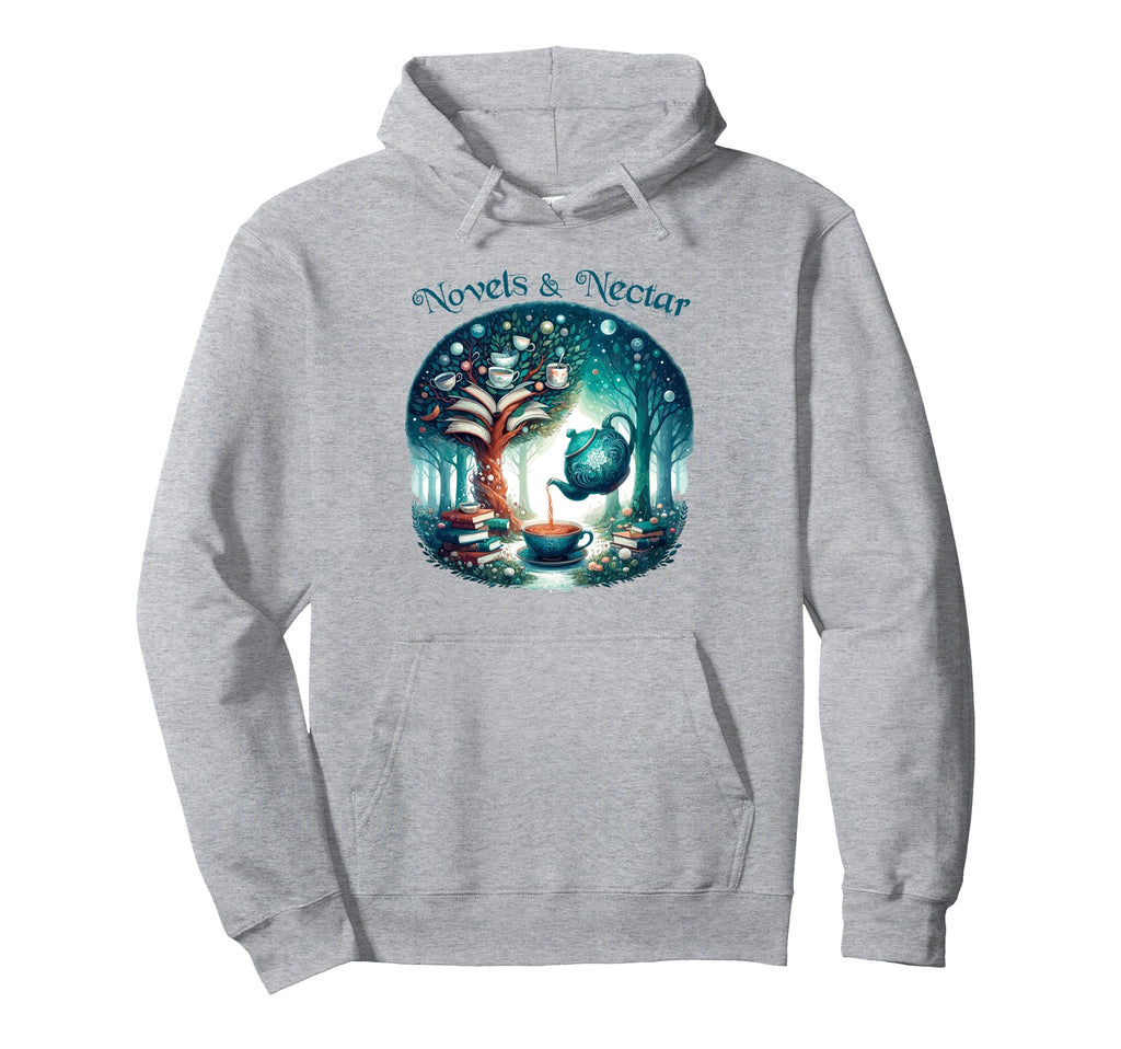 Reading Novel Tea Book Lover Hoodie - Aesthetic Graphic for Adults - T-Shirt, Sweatshirt, Hoodie