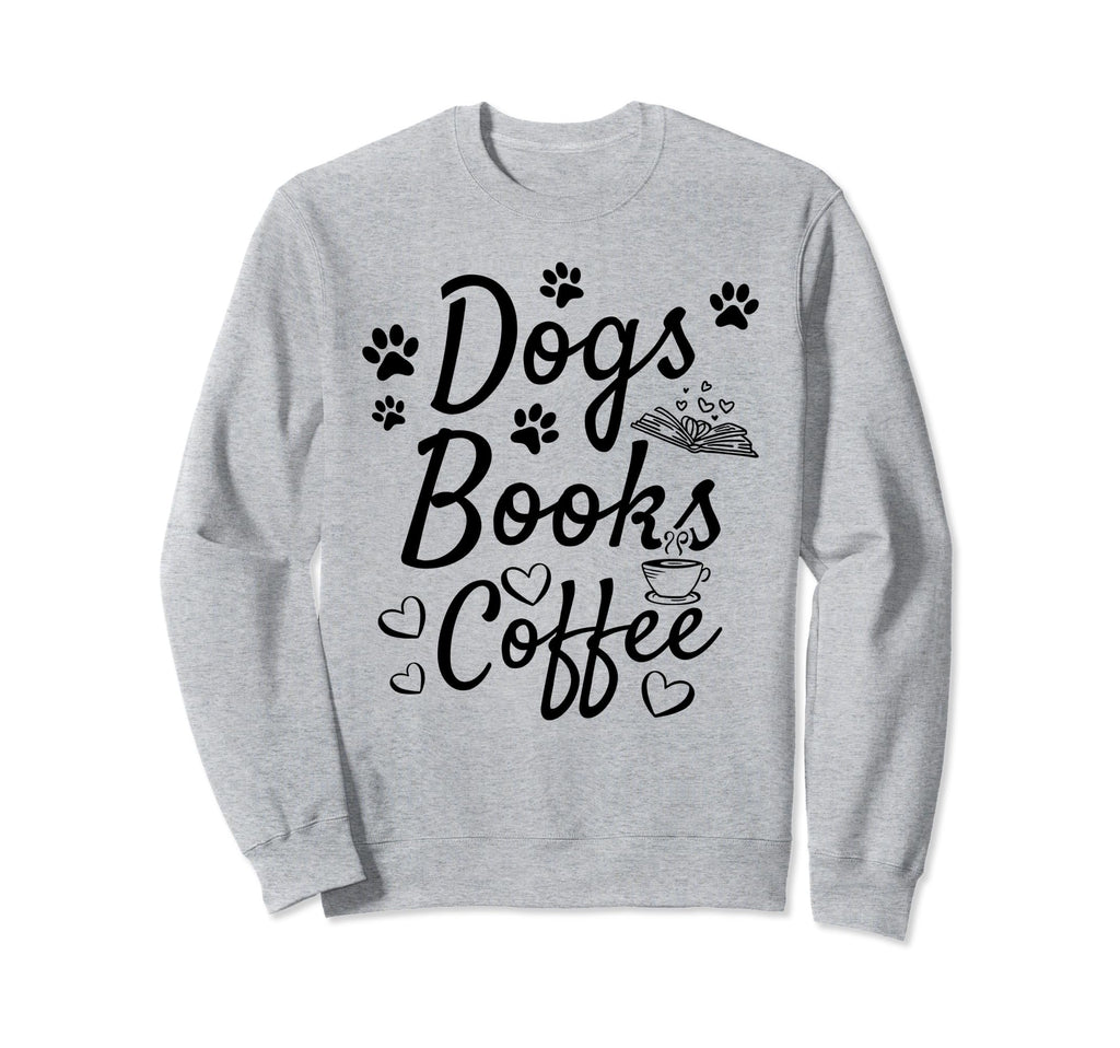 Dogs Books Coffee Library Bookworm Sweatshirt - Graphic Print for Adults - T-Shirt, Sweatshirt, Hoodie