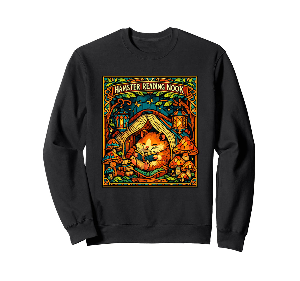 Hamster Reading Nook Cozy Bookworm Pet Sweatshirt - Trendy Graphic Unisex - T-Shirt, Sweatshirt, Hoodie